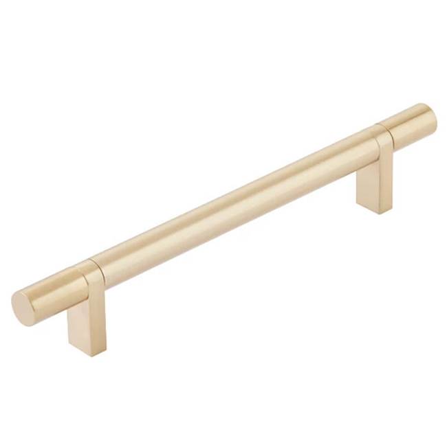 Emtek - Select Cabinet Pull 6'' C-C,  Rectangular Bar Stem US4, Smooth Bar US4 - Satin Brass,Satin Brass