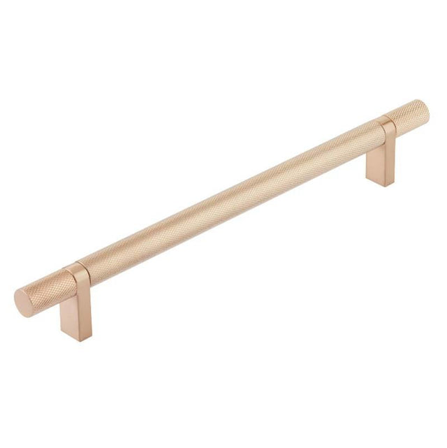Emtek - Select Cabinet Pull 8'' C-C, Rectangular Bar Stem Satin Copper, Knurled Bar Satin Copper - Satin Copper,Satin Copper