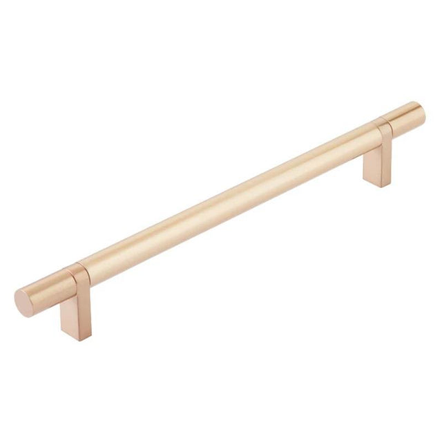 Emtek - Select Cabinet Pull 8'' C-C, Rectangular Bar Stem Satin Copper, Smooth Bar Satin Copper - Satin Copper,Satin Copper