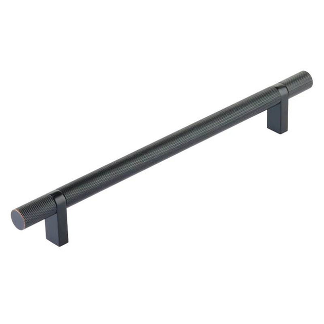 Emtek - Select Cabinet Pull 8'' C-C, Rectangular Bar Stem US10B, Knurled Bar US10B - Oil Rubbed Bronze,Oil Rubbed Bronze