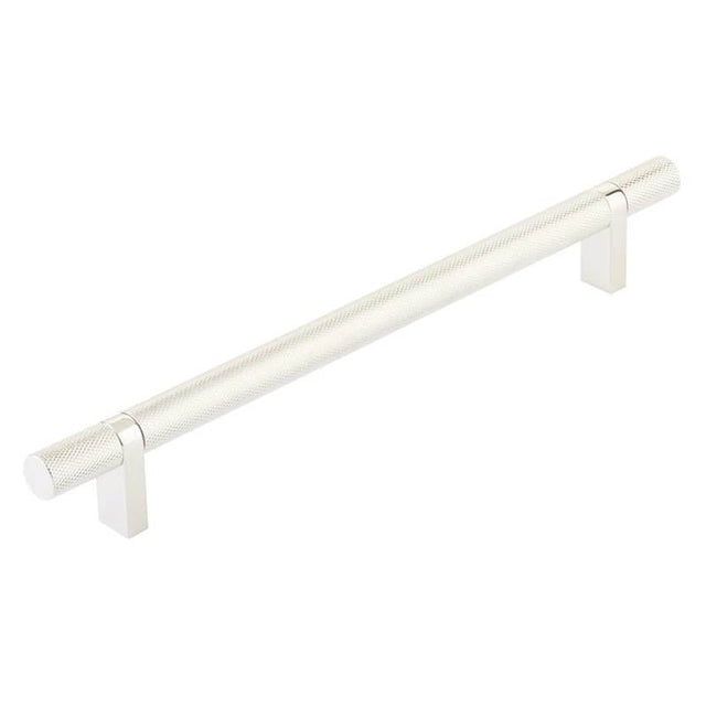 Emtek - Select Cabinet Pull 8'' C-C, Rectangular Bar Stem US14, Knurled Bar US14 - Polished Nickel Lifetime,Polished Nickel Lifetime