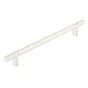 Emtek - Select Cabinet Pull 8'' C-C, Rectangular Bar Stem US14, Knurled Bar US14 - Polished Nickel Lifetime,Polished Nickel Lifetime