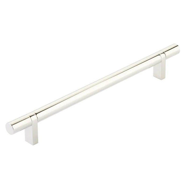 Emtek - Select Cabinet Pull 8'' C-C, Rectangular Bar Stem US14, Smooth Bar US14 - Polished Nickel Lifetime,Polished Nickel Lifetime
