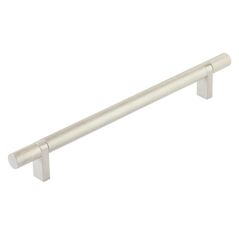 Emtek - Select Cabinet Pull 8'' C-C, Rectangular Bar Stem US15, Knurled Bar US15 - Satin Nickel,Satin Nickel