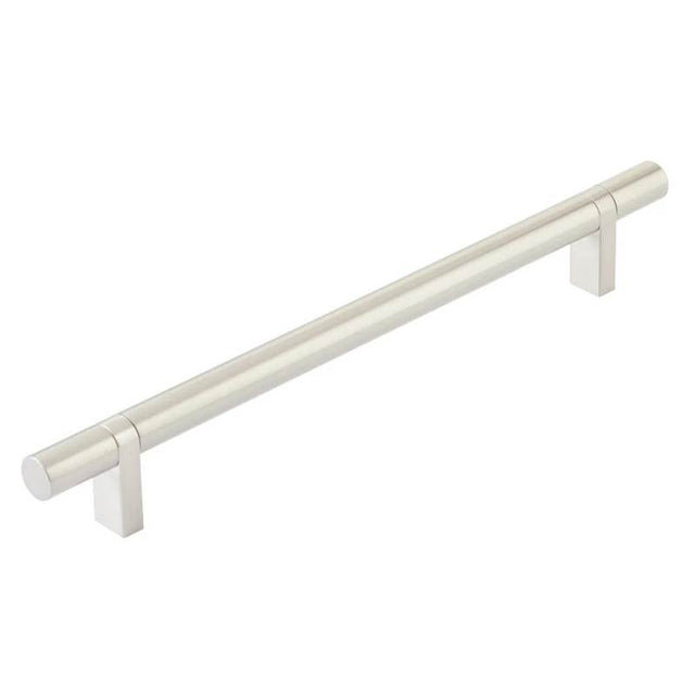 Emtek - Select Cabinet Pull 8'' C-C, Rectangular Bar Stem US15, Smooth Bar US15 - Satin Nickel,Satin Nickel
