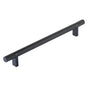 Emtek - Select Cabinet Pull 8'' C-C, Rectangular Bar Stem US19, Knurled Bar US19 - Flat Black,Flat Black