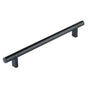 Emtek - Select Cabinet Pull 8'' C-C, Rectangular Bar Stem US19, Smooth Bar US19 - Flat Black,Flat Black