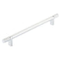 Emtek - Select Cabinet Pull 8'' C-C, Rectangular Bar Stem US26, Knurled Bar US26 - Polished Chrome,Polished Chrome