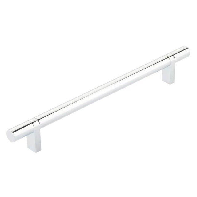 Emtek - Select Cabinet Pull 8'' C-C, Rectangular Bar Stem US26, Smooth Bar US26 - Polished Chrome,Polished Chrome