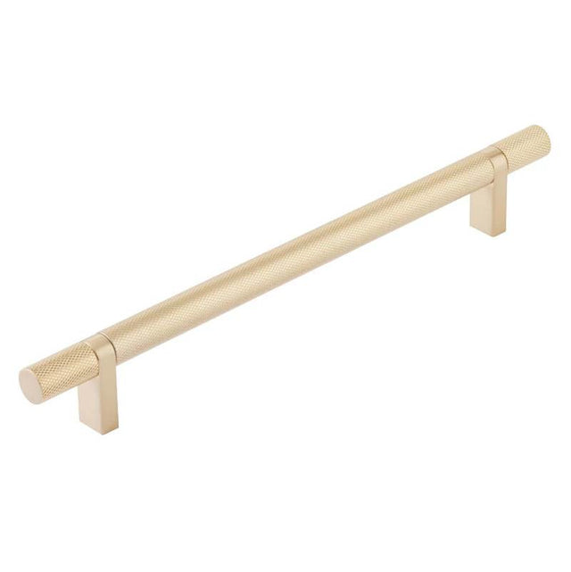 Emtek - Select Cabinet Pull 8'' C-C, Rectangular Bar Stem US4, Knurled Bar US4 - Satin Brass,Satin Brass