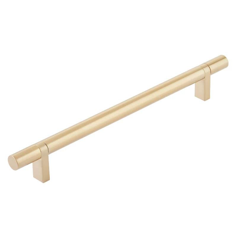 Emtek - Select Cabinet Pull 8'' C-C, Rectangular Bar Stem US4, Smooth Bar US4 - Satin Brass,Satin Brass