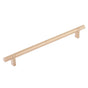 Emtek - Select Cabinet Pull 10'' C-C, Rectangular Bar Stem Satin Copper, Knurled Bar Satin Copper - Satin Copper,Satin Copper