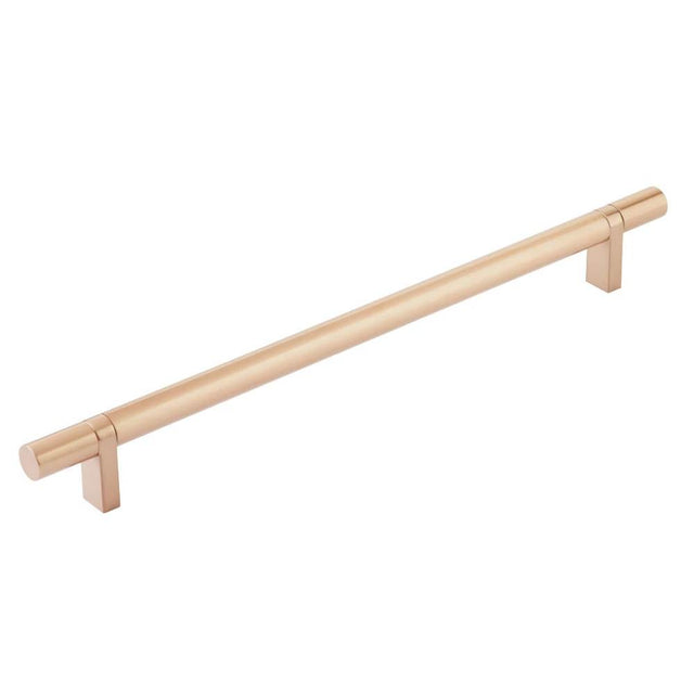 Emtek - Select Cabinet Pull 10'' C-C, Rectangular Bar Stem Satin Copper, Smooth Bar Satin Copper - Satin Copper,Satin Copper