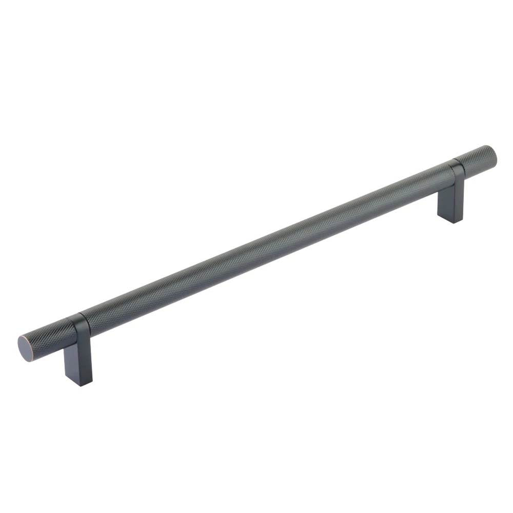 Emtek - Select Cabinet Pull 10'' C-C, Rectangular Bar Stem US10B, Knurled Bar US10B - Oil Rubbed Bronze,Oil Rubbed Bronze