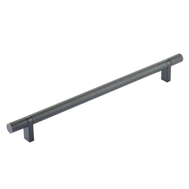 Emtek - Select Cabinet Pull 10'' C-C, Rectangular Bar Stem US10B, Knurled Bar US10B - Oil Rubbed Bronze,Oil Rubbed Bronze