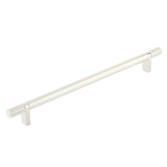Emtek - Select Cabinet Pull 10'' C-C, Rectangular Bar Stem US14, Knurled Bar US14 - Polished Nickel Lifetime,Polished Nickel Lifetime