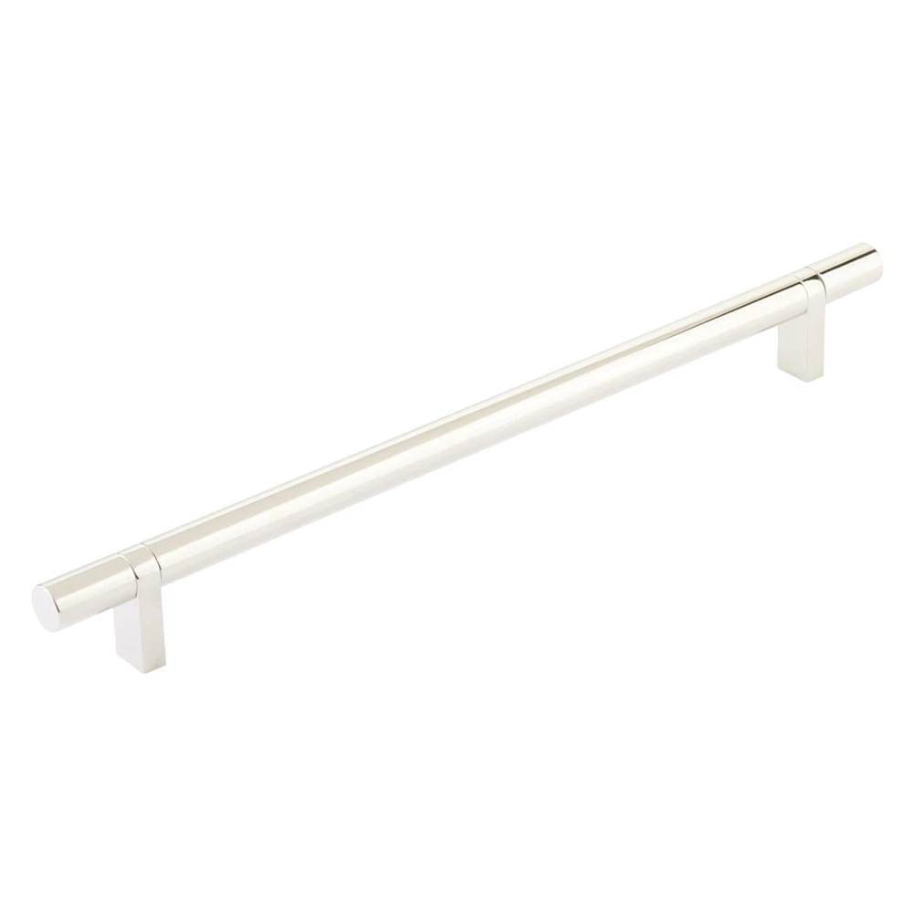 Emtek - Select Cabinet Pull 10'' C-C, Rectangular Bar Stem US14, Smooth Bar US14 - Polished Nickel Lifetime,Polished Nickel Lifetime