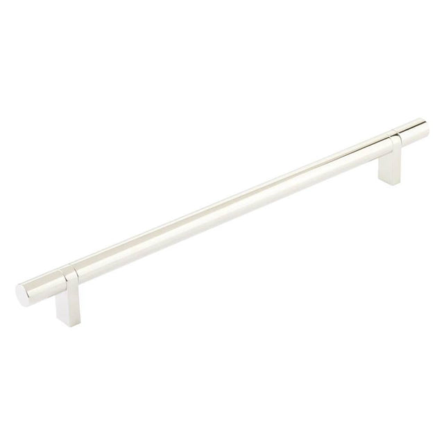 Emtek - Select Cabinet Pull 10'' C-C, Rectangular Bar Stem US14, Smooth Bar US14 - Polished Nickel Lifetime,Polished Nickel Lifetime