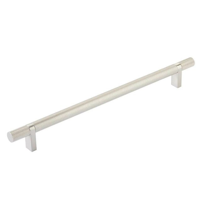 Emtek - Select Cabinet Pull 10'' C-C, Rectangular Bar Stem US15, Knurled Bar US15 - Satin Nickel,Satin Nickel