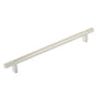 Emtek - Select Cabinet Pull 10'' C-C, Rectangular Bar Stem US15, Knurled Bar US15 - Satin Nickel,Satin Nickel