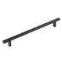 Emtek - Select Cabinet Pull 10'' C-C, Rectangular Bar Stem US19, Knurled Bar US19 - Flat Black,Flat Black