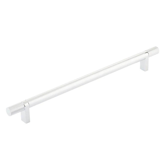 Emtek - Select Cabinet Pull 10'' C-C, Rectangular Bar Stem US26, Knurled Bar US26 - Polished Chrome,Polished Chrome