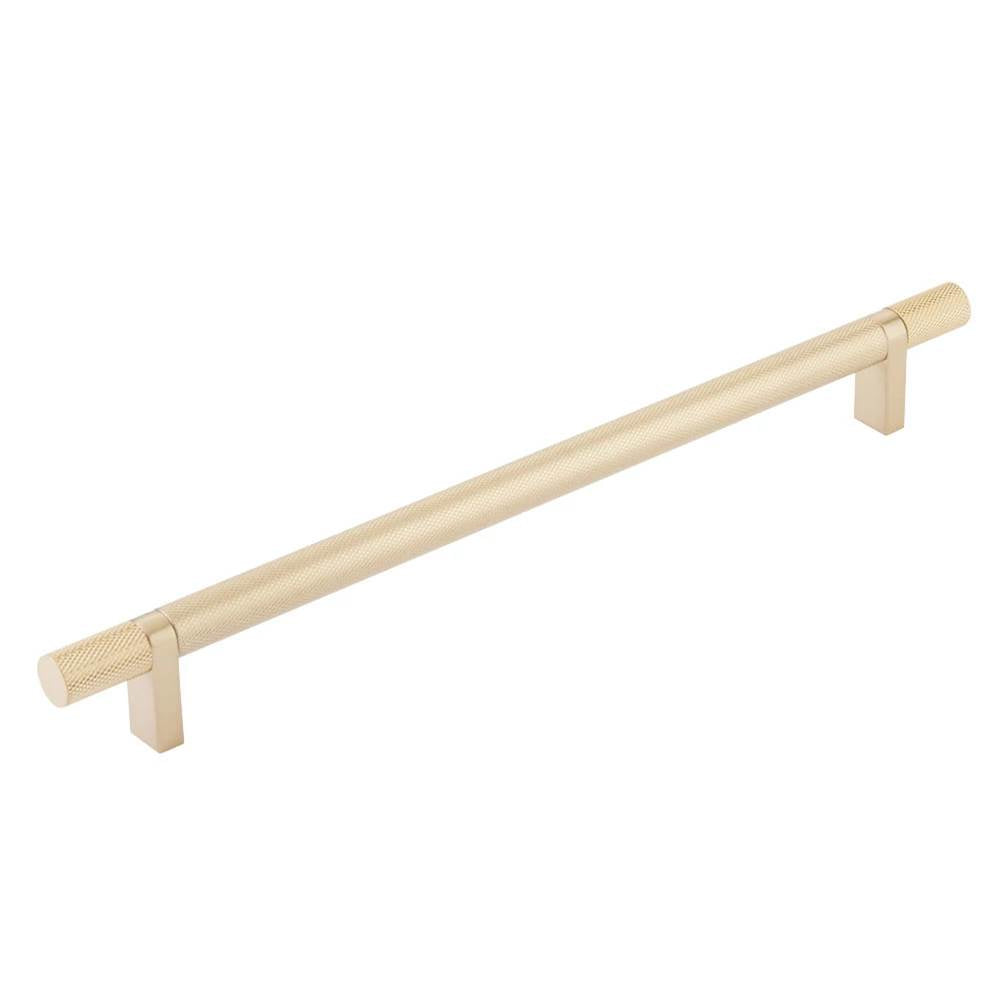 Emtek - Select Cabinet Pull 10'' C-C, Rectangular Bar Stem US4, Knurled Bar US4 - Satin Brass,Satin Brass