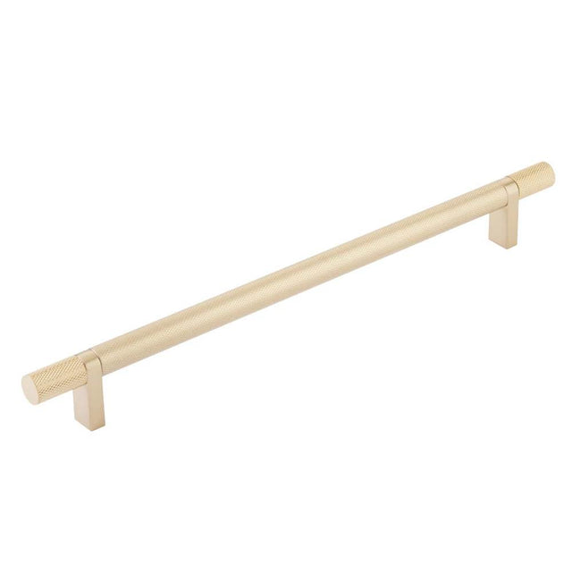 Emtek - Select Cabinet Pull 10'' C-C, Rectangular Bar Stem US4, Knurled Bar US4 - Satin Brass,Satin Brass