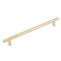 Emtek - Select Cabinet Pull 10'' C-C, Rectangular Bar Stem US4, Knurled Bar US4 - Satin Brass,Satin Brass