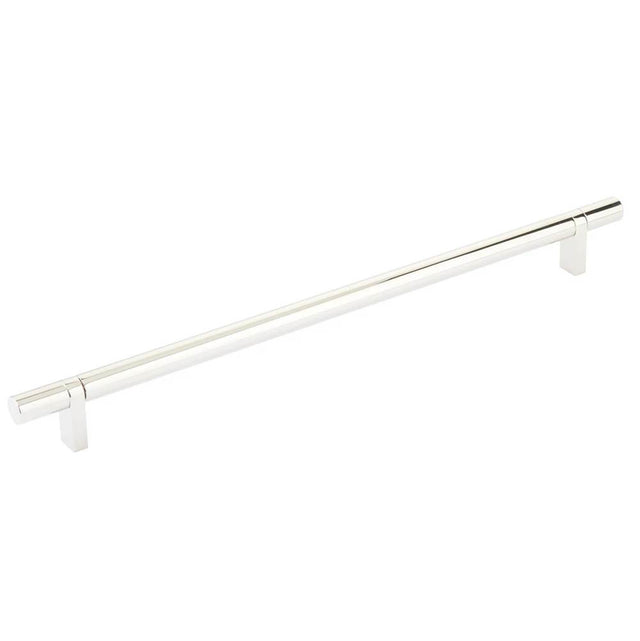 Emtek - Select Cabinet Pull 12'' C-C, Rectangular Bar Stem US14, Smooth Bar US14 - Polished Nickel Lifetime,Polished Nickel Lifetime