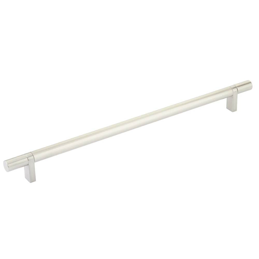Emtek - Select Cabinet Pull 12'' C-C, Rectangular Bar Stem US15, Smooth Bar US15 - Satin Nickel,Satin Nickel