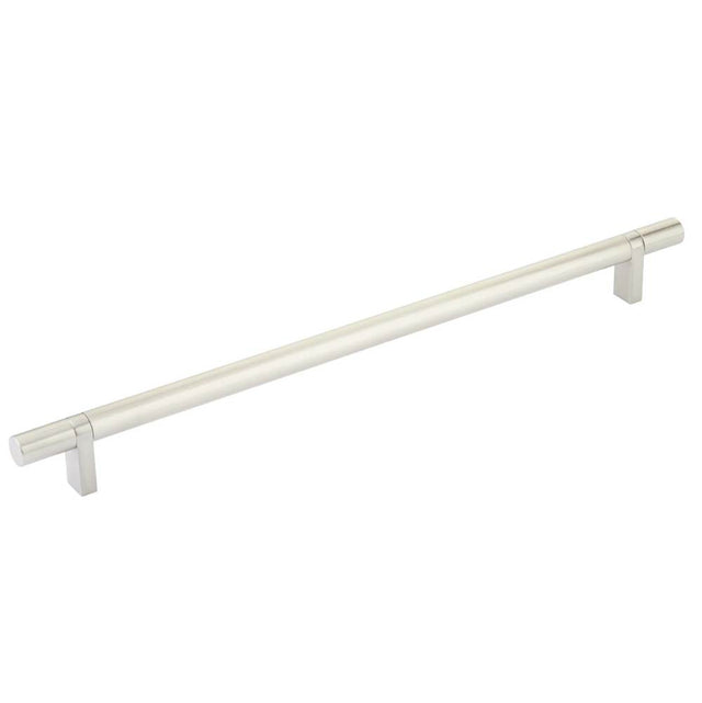 Emtek - Select Cabinet Pull 12'' C-C, Rectangular Bar Stem US15, Smooth Bar US15 - Satin Nickel,Satin Nickel