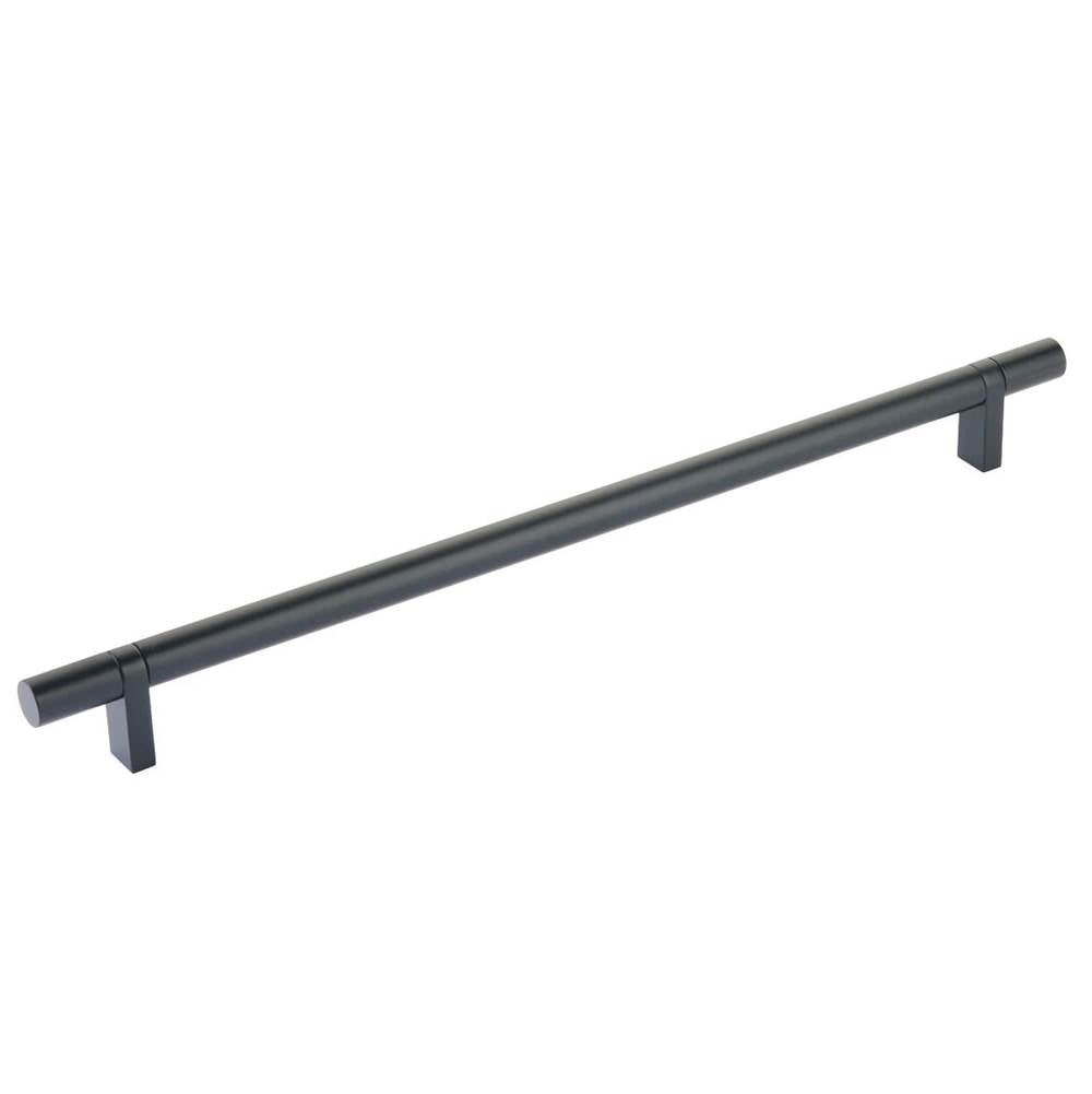 Emtek - Select Cabinet Pull 12'' C-C, Rectangular Bar Stem US19, Smooth Bar US19 - Flat Black,Flat Black
