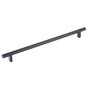 Emtek - Select Cabinet Pull 12'' C-C, Rectangular Bar Stem US19, Smooth Bar US19 - Flat Black,Flat Black