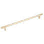 Emtek - Select Cabinet Pull 12'' C-C, Rectangular Bar Stem US4, Smooth Bar US4 - Satin Brass,Satin Brass