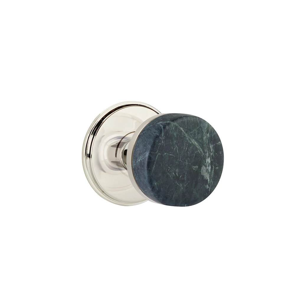 Emtek - Concealed Fastener, Select Privacy, Watford Rosette US14, Conical Stem US14, Green Marble Knob - Polished Nickel