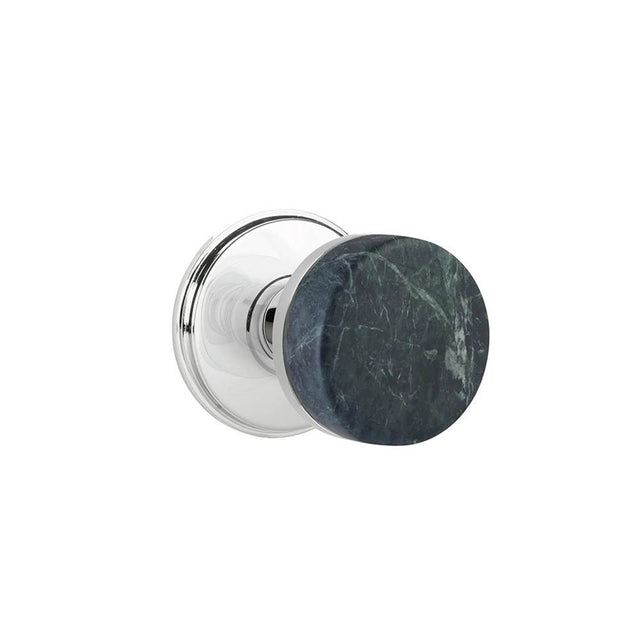 Emtek - Concealed Fastener, Select Privacy, Watford Rosette US26, Conical Stem US26, Green Marble Knob - Polished Chrome