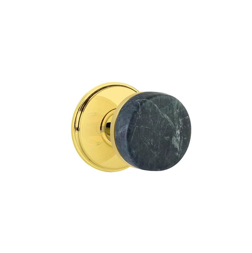 Emtek - Select Privacy, Watford Rosette US3NL, Conical Stem US3NL, Green Marble Knob - Unlacquered Brass