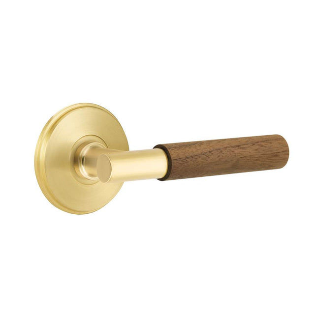 Emtek - Select Dummy, Watford Rosette US4, T-Bar Stem US4, Dark Walnut Handle - Satin Brass