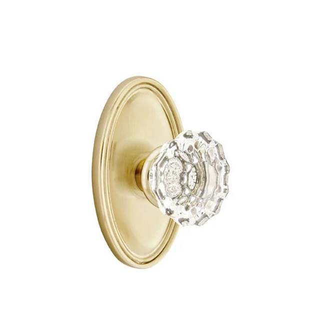 Emtek - Passage, Oval Rosette, Astoria Crystal Knob, US4 - Satin Brass
