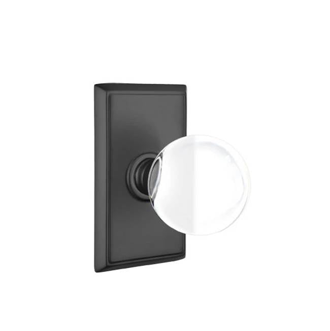 Emtek - Passage, Rectangular Rosette, Bristol Crystal Knob, US19 - Flat Black