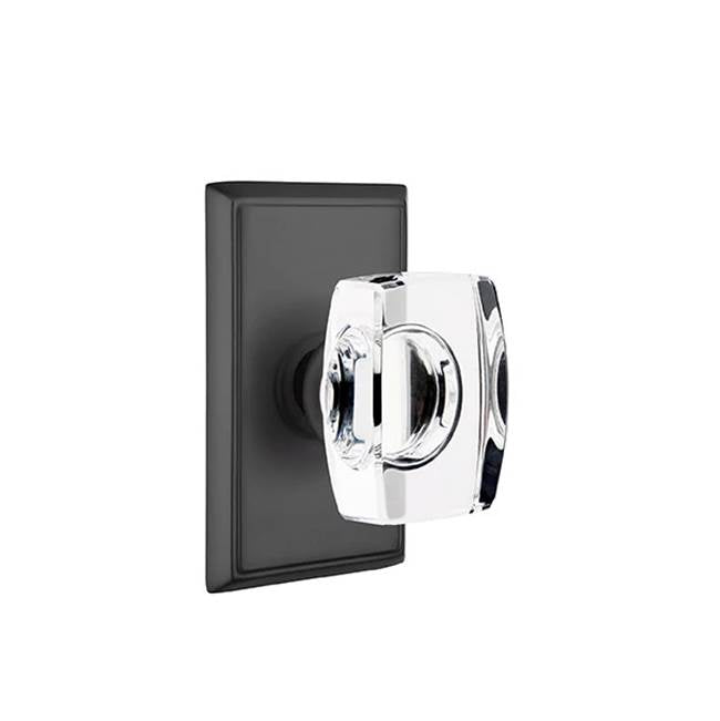 Emtek - Concealed, Privacy, Rectangular Rosette, Windsor Crystal Knob, US19 - Flat Black