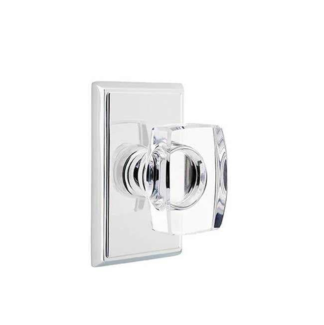 Emtek - Concealed, Privacy, Rectangular Rosette, Windsor Crystal Knob, US26 - Polished Chrome