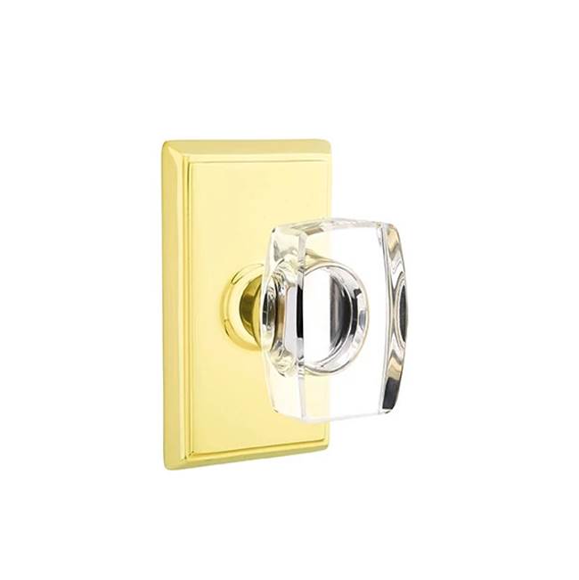 Emtek - Concealed Fastener, Privacy, Rectangular Rosette, Windsor Crystal Knob, US3NL - Unlacquered Brass