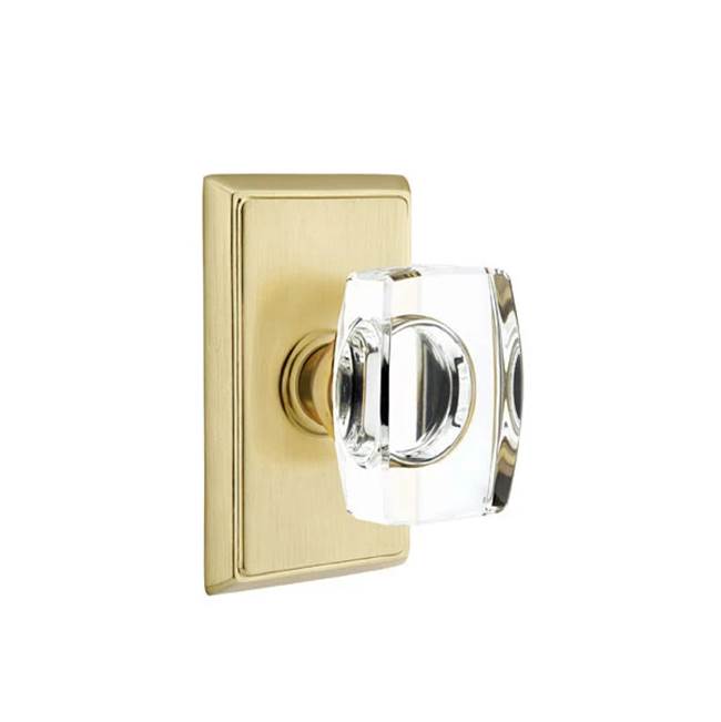 Emtek - Concealed, Privacy, Rectangular Rosette, Windsor Crystal Knob, US4 - Satin Brass