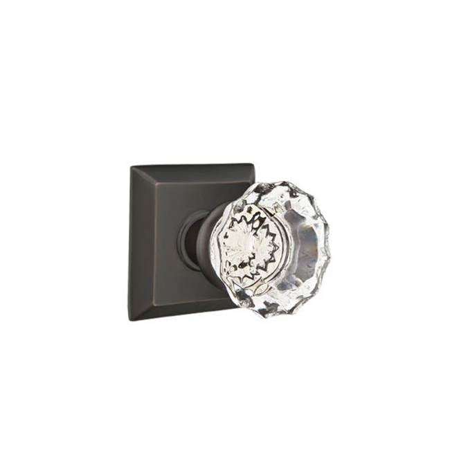 Emtek - Concealed, Privacy, Quincy Rosette, Astoria Clear Knob, US10B - Oil Rubbed Bronze