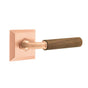 Emtek - Select Privacy, Quincy Rosette Satin Rose Gold, R-Bar Stem Satin Rose Gold, Dark Walnut Handle, RH - Satin Rose Gold