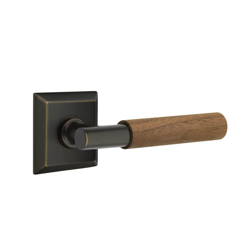Emtek - Concealed Fastener, Select Passage, Quincy Rosette US10B, T-Bar Stem US10B, Dark Walnut Handle - Oil Rubbed Bronze