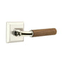 Emtek - Select Privacy, Quincy Rosette US14, R-Bar Stem US14, Dark Walnut Handle, RH - Polished Nickel