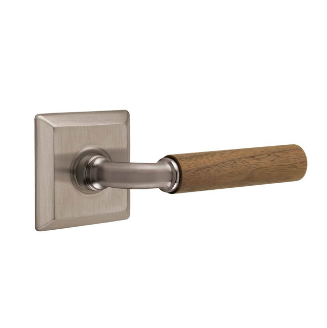 Emtek - Select Privacy, Quincy Rosette US15A, R-Bar Stem US15A, Dark Walnut Handle, LH - Pewter